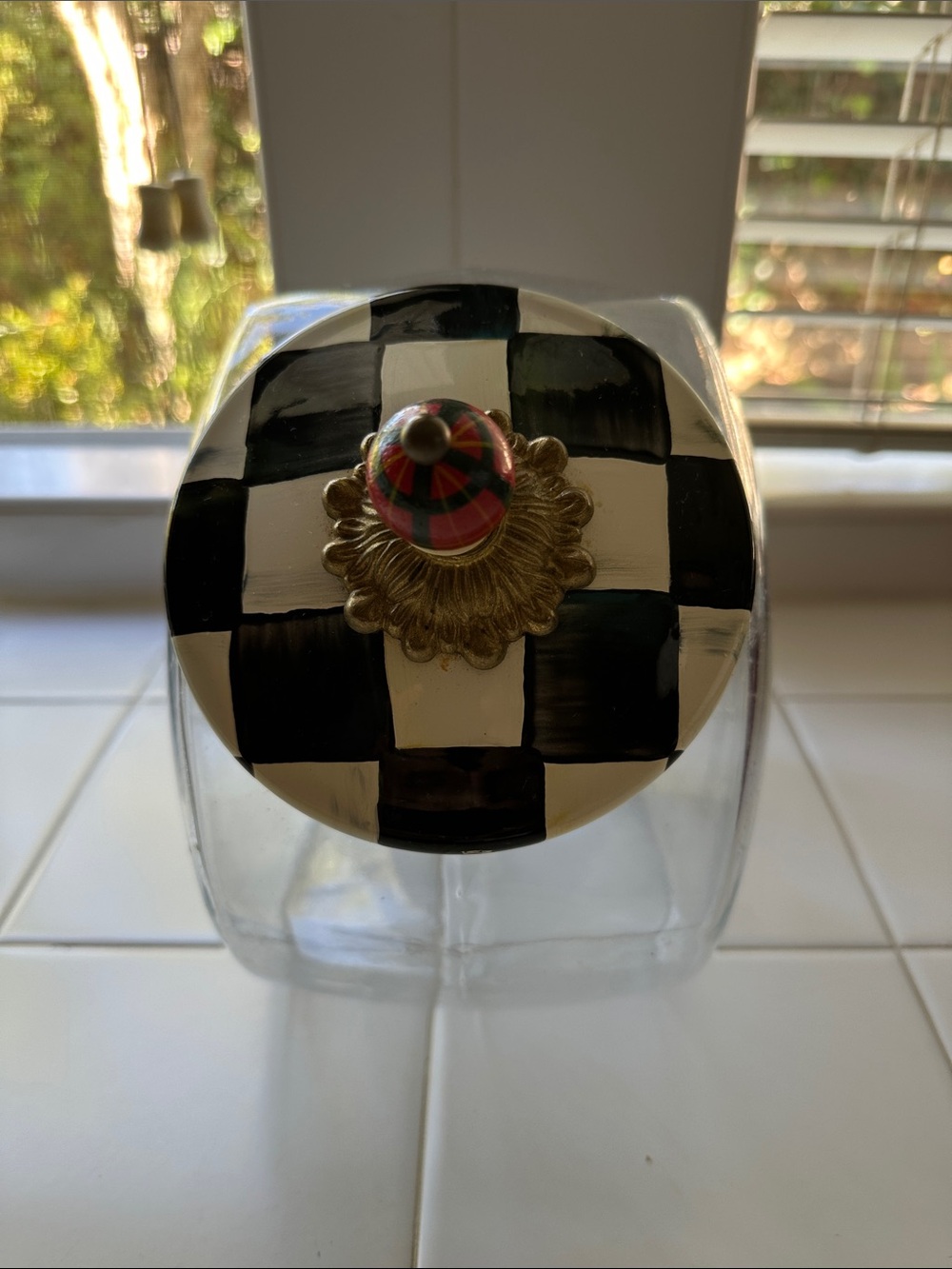 MacKenzie-Childs Black & White Checker Canister Cookie Jar